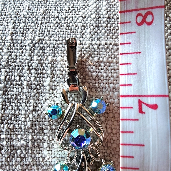 Vintage 1950s Coro Silver-tone Bracelet w Blue Aurora Borealis Rhinestones - Picture 8 of 8